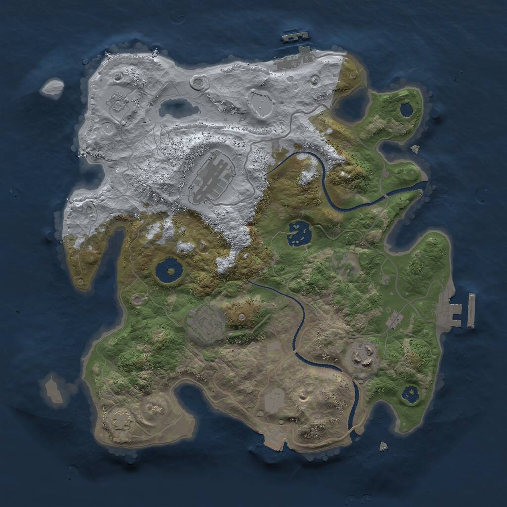 Rust Map: Procedural Map, Size: 3000, Seed: 912830091, 9 Monuments