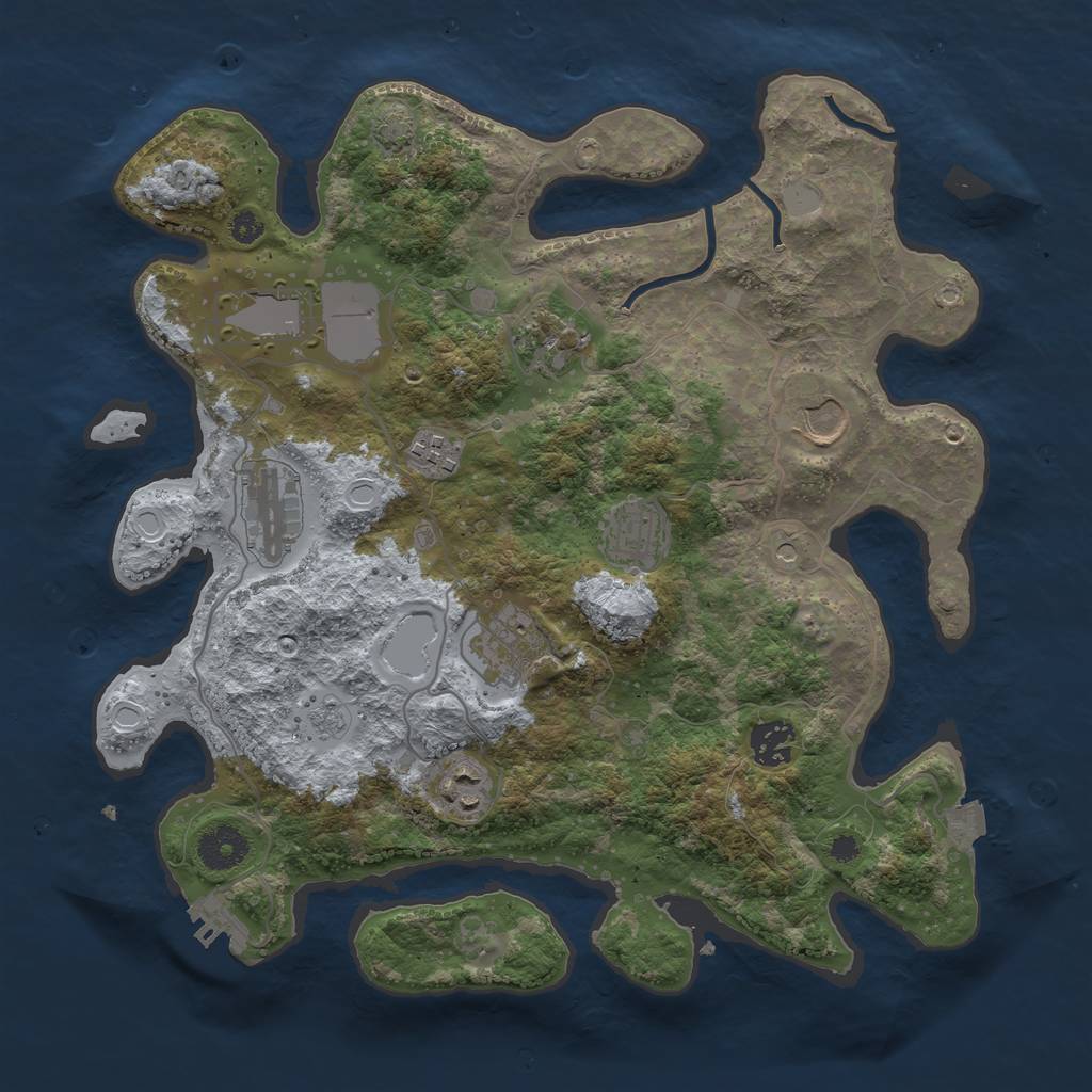 Rust Map: Procedural Map, Size: 3500, Seed: 544846779, 16 Monuments