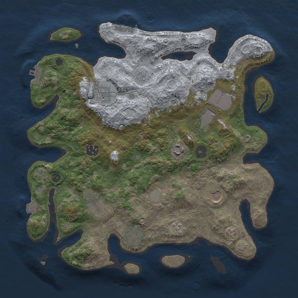 Rust Map: Procedural Map, Size: 3500, Seed: 1431864498, 16 Monuments