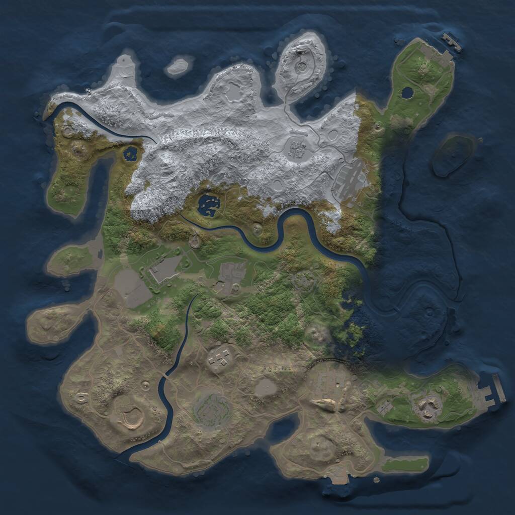 Rust Map: Procedural Map, Size: 3500, Seed: 1763279567, 15 Monuments