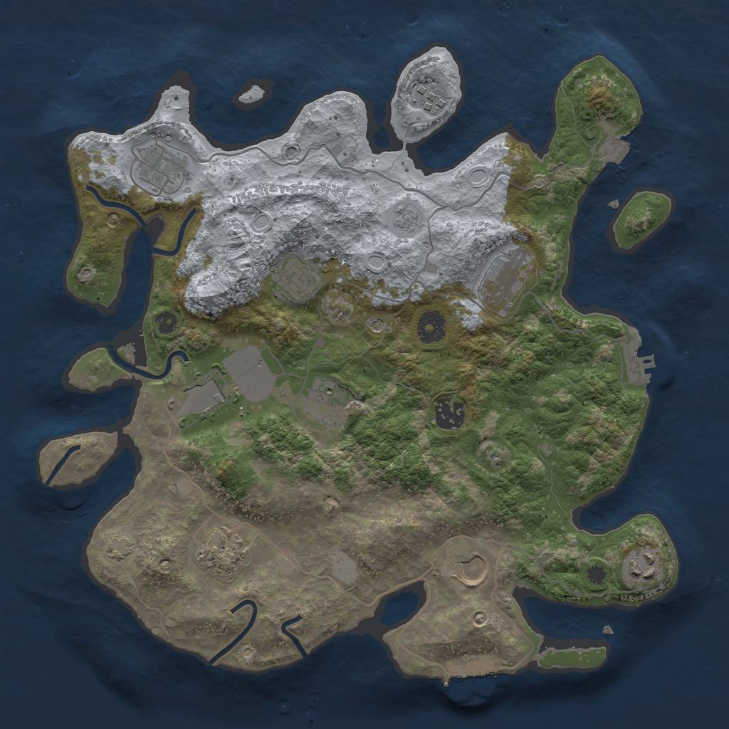 Rust Map: Procedural Map, Size: 3500, Seed: 1763279567, 18 Monuments