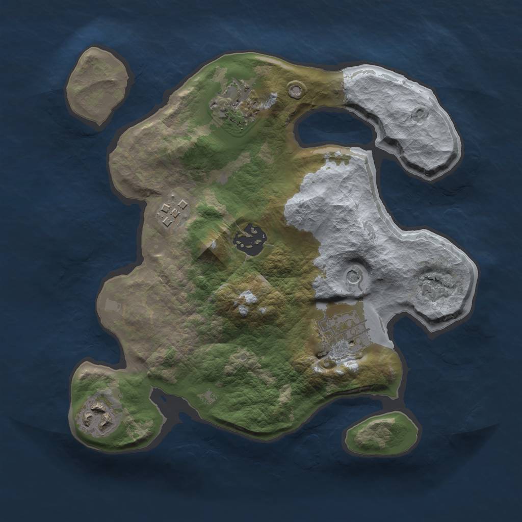 Rust Map: Barren, Size: 2500, Seed: 7563875, 8 Monuments