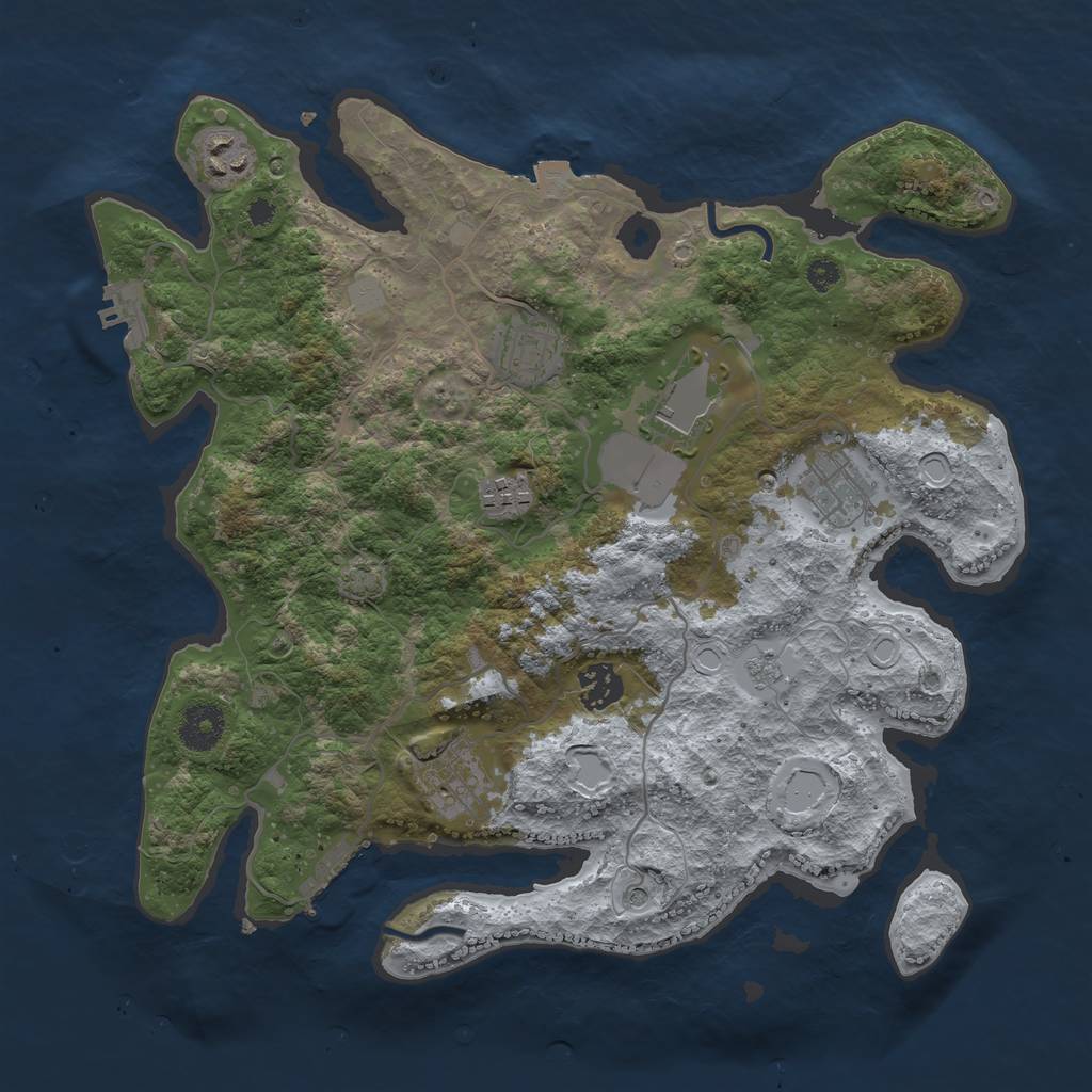 Rust Map: Procedural Map, Size: 3500, Seed: 887715634, 15 Monuments