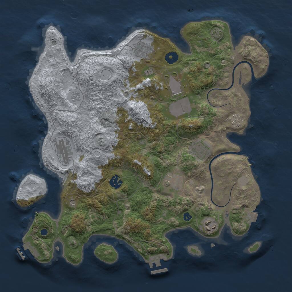 Rust Map: Procedural Map, Size: 3500, Seed: 24290, 14 Monuments