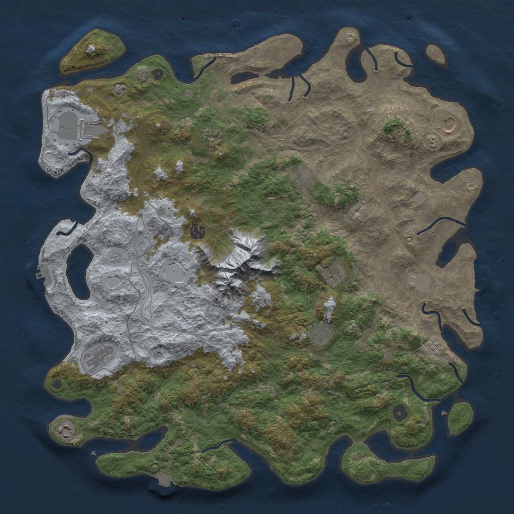 Rust Map: Procedural Map, Size: 5000, Seed: 3123211, 19 Monuments