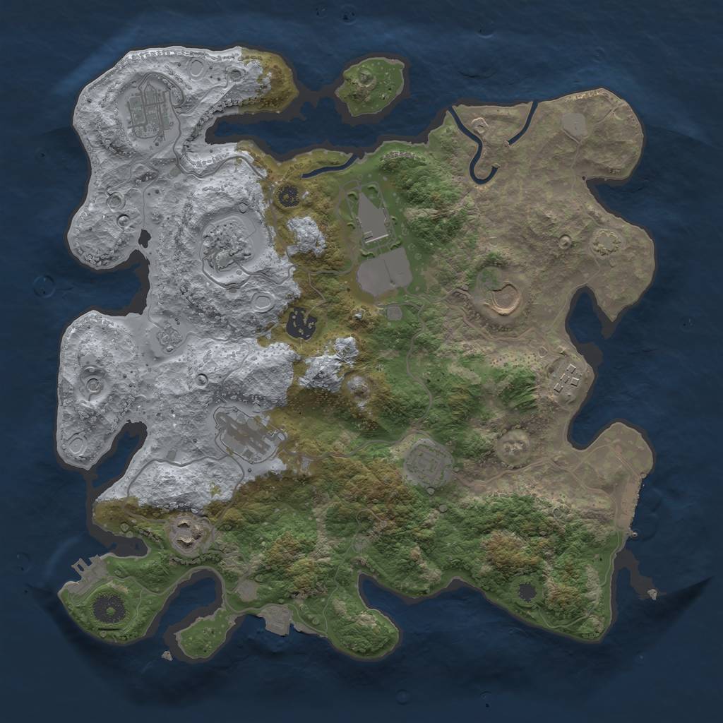 Rust Map: Procedural Map, Size: 3500, Seed: 909013880, 17 Monuments