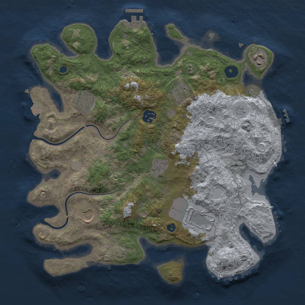 Rust Map: Procedural Map, Size: 3500, Seed: 636132374, 13 Monuments