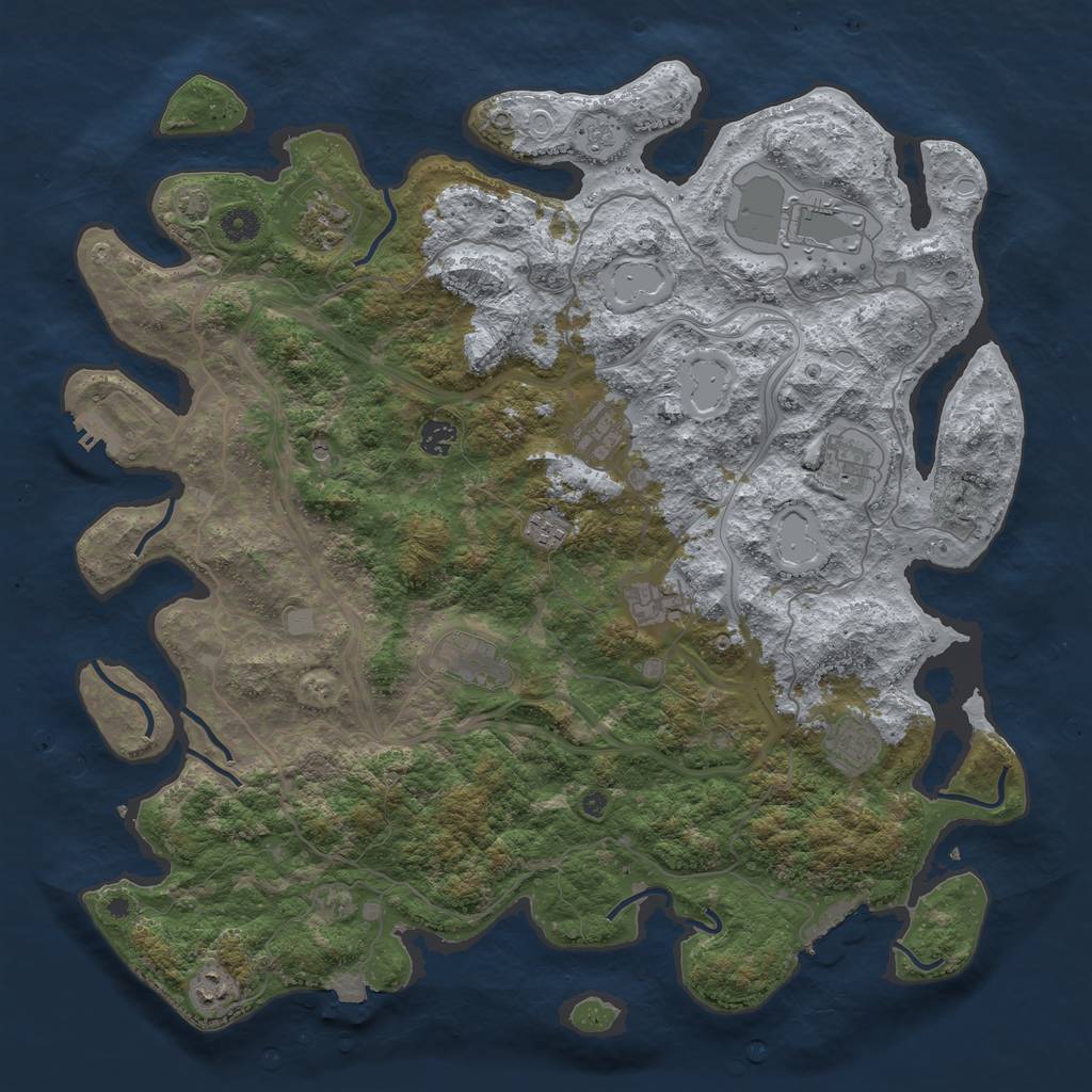 Rust Map: Procedural Map, Size: 4500, Seed: 20230722, 18 Monuments