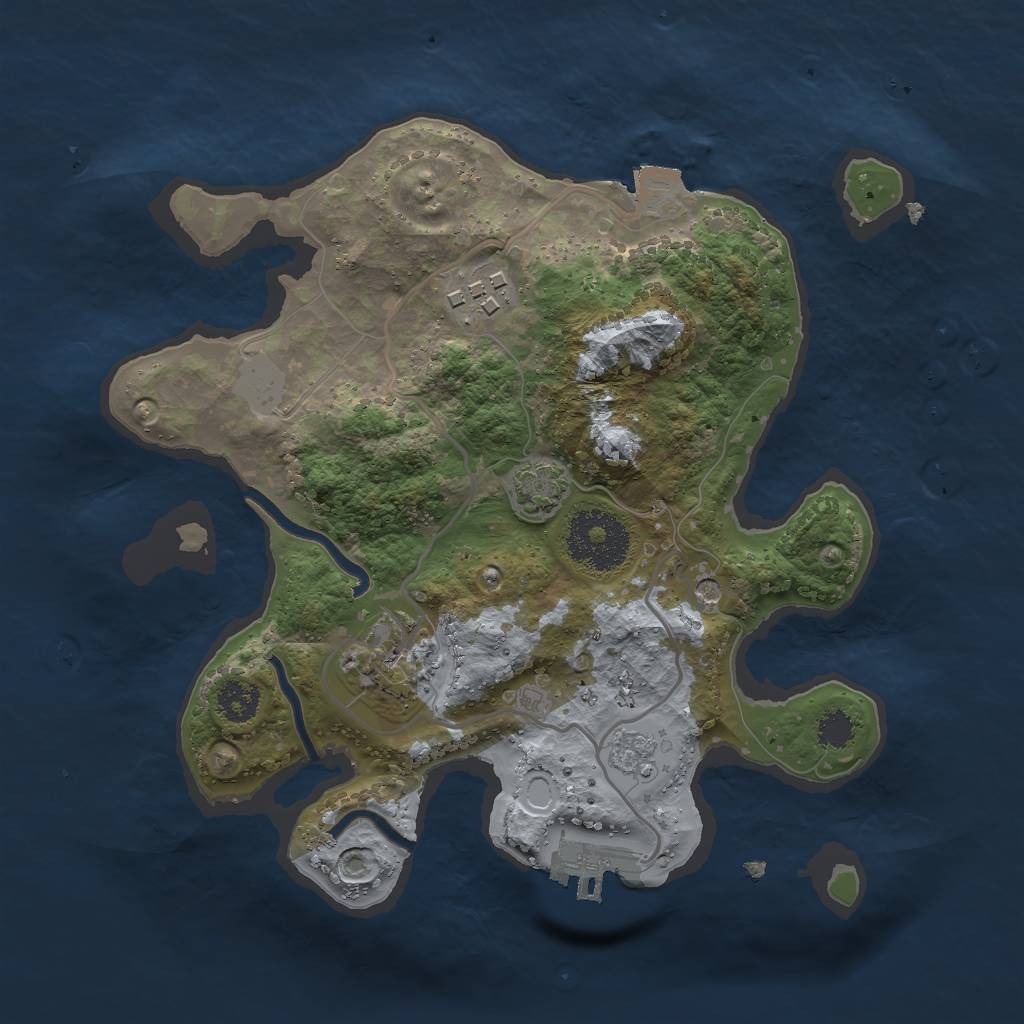 Rust Map: Procedural Map, Size: 2500, Seed: 174244891, 9 Monuments