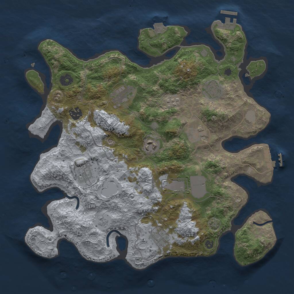 Rust Map: Procedural Map, Size: 3500, Seed: 1824418019, 15 Monuments