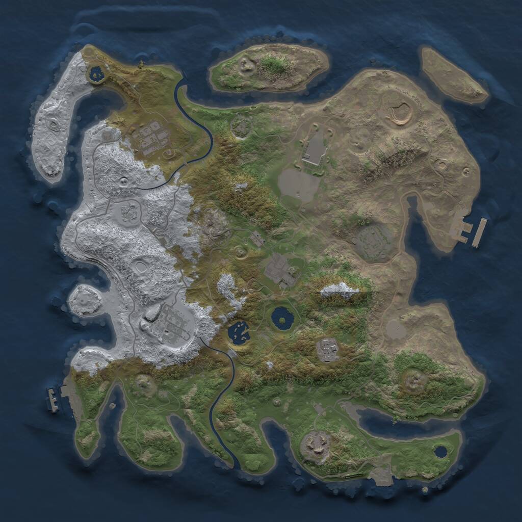 Rust Map: Procedural Map, Size: 3500, Seed: 949345120, 14 Monuments