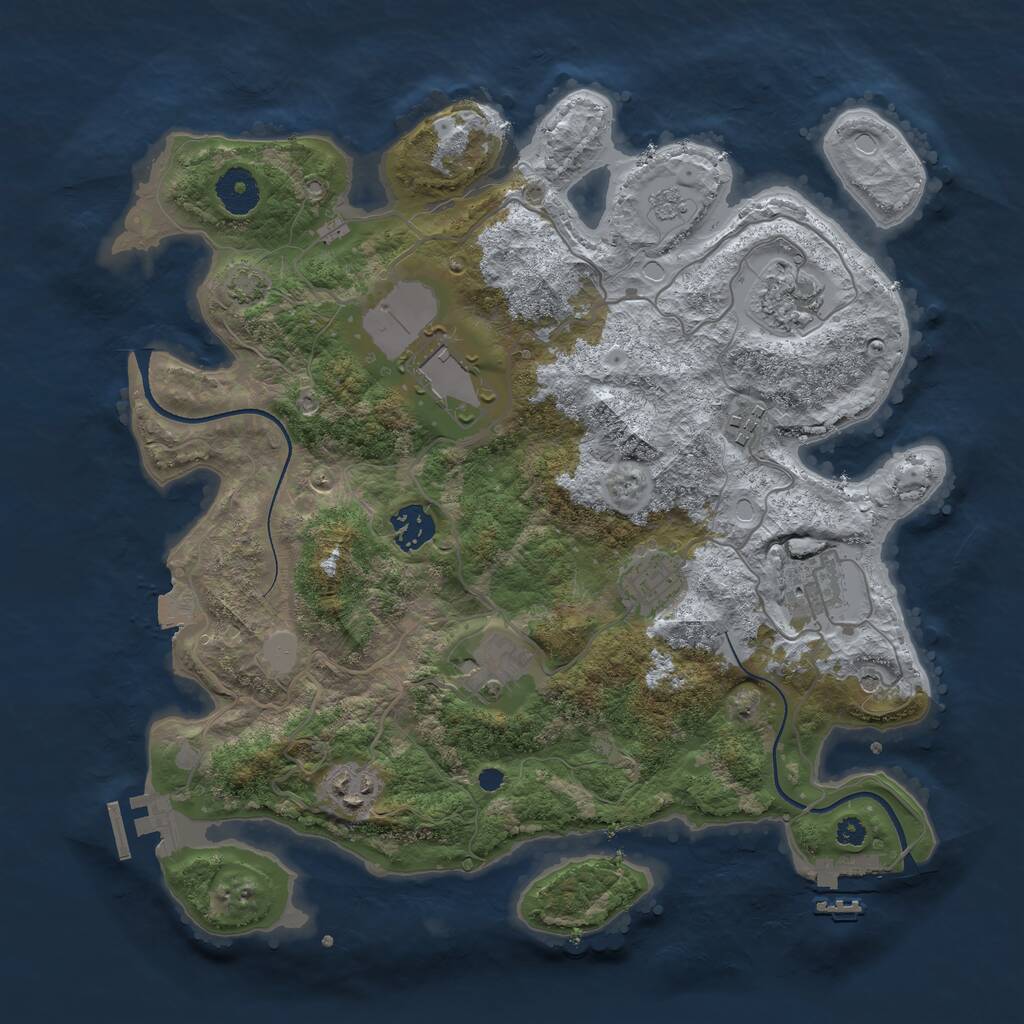 Rust Map: Procedural Map, Size: 3500, Seed: 1230307368, 14 Monuments
