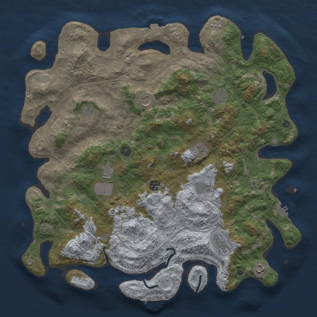 Rust Map: Procedural Map, Size: 4500, Seed: 49129, 18 Monuments