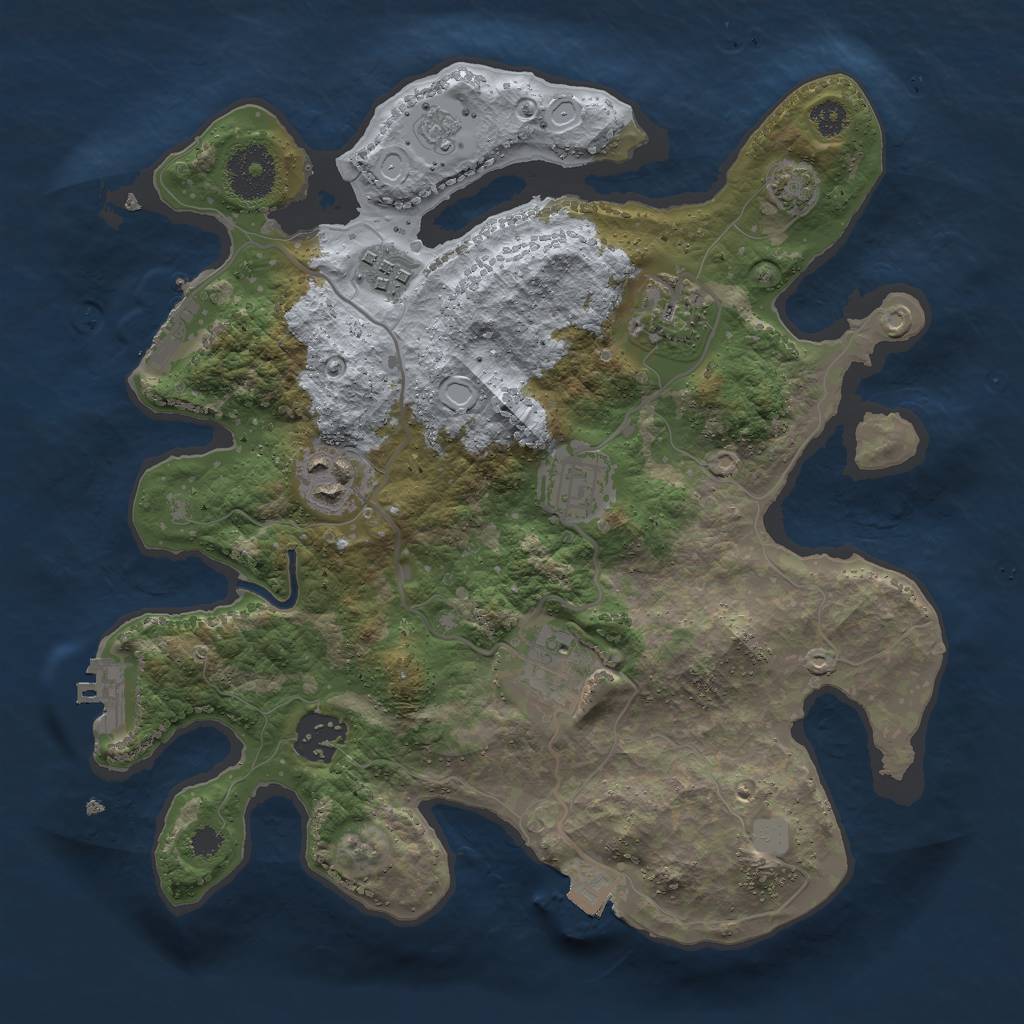 Rust Map: Procedural Map, Size: 3000, Seed: 774657528, 13 Monuments