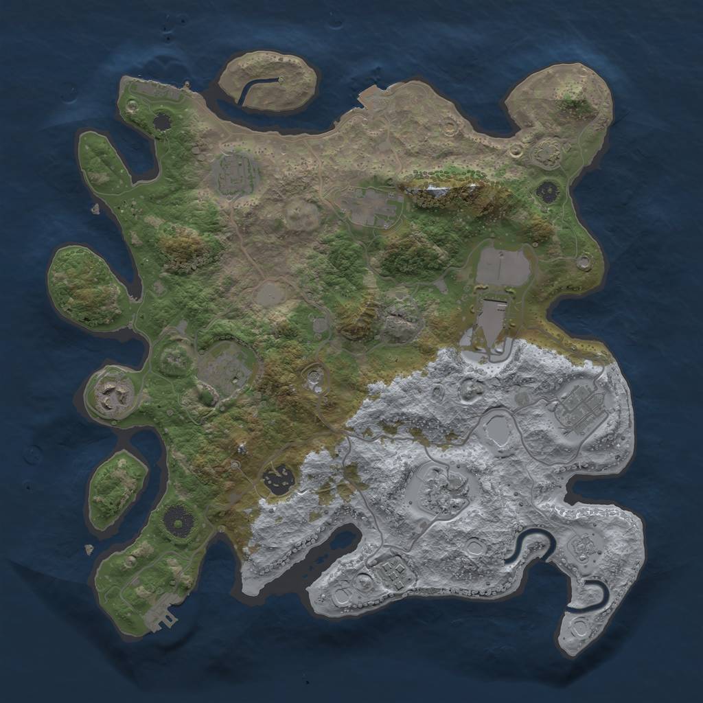 Rust Map: Procedural Map, Size: 3500, Seed: 619813641, 17 Monuments