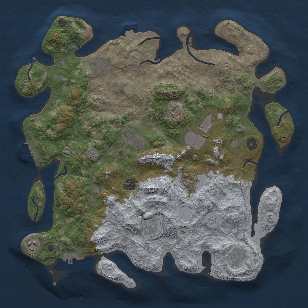 Rust Map: Procedural Map, Size: 4000, Seed: 226309726, 17 Monuments