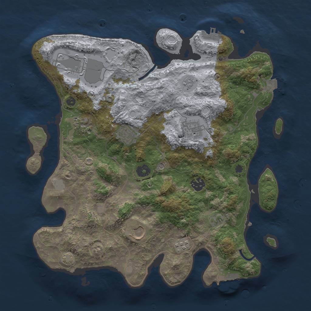 Rust Map: Procedural Map, Size: 3500, Seed: 858566379, 15 Monuments