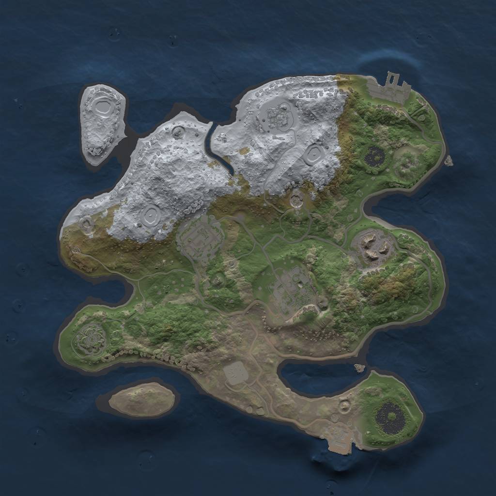 Rust Map: Procedural Map, Size: 2489, Seed: 5464642, 10 Monuments