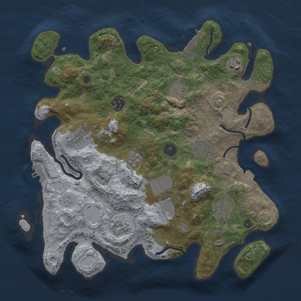 Rust Map: Procedural Map, Size: 3500, Seed: 1885050541, 16 Monuments