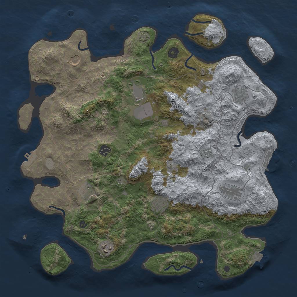 Rust Map: Procedural Map, Size: 4000, Seed: 683046716, 17 Monuments