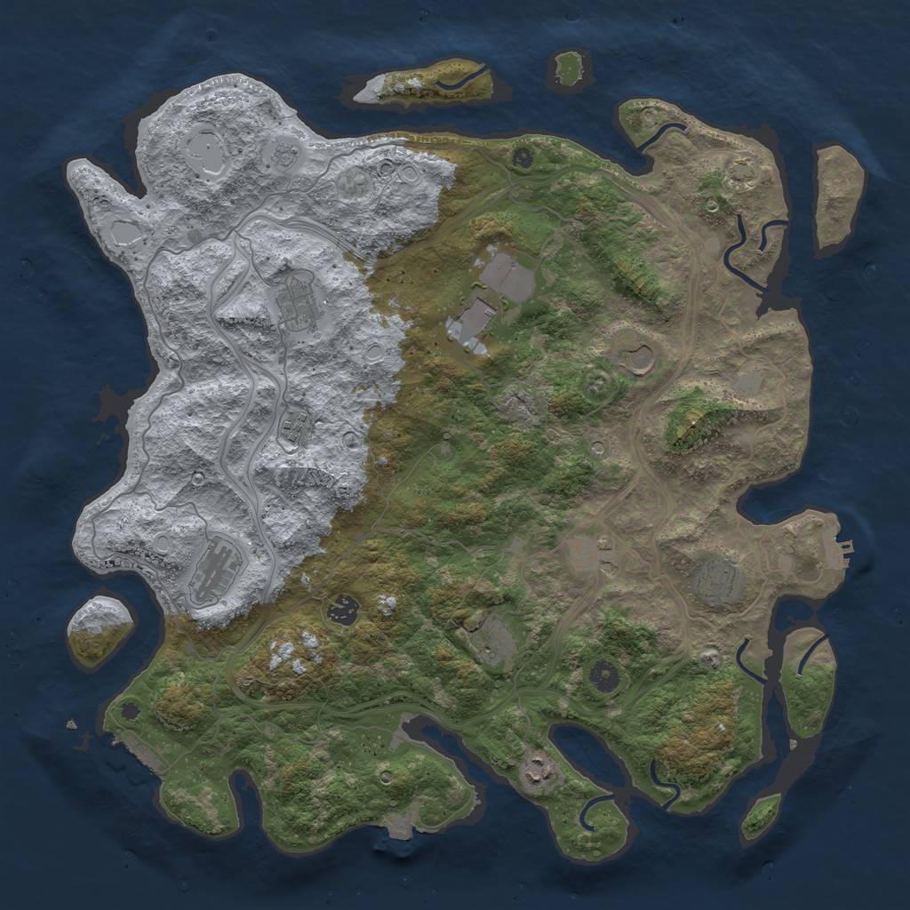 Rust Map: Procedural Map, Size: 4500, Seed: 1326035353, 18 Monuments