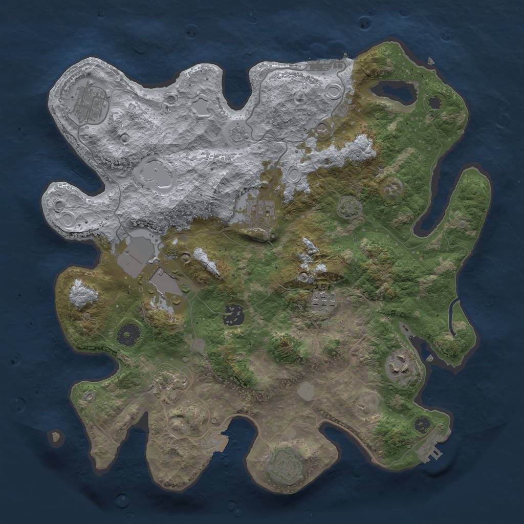 Rust Map: Procedural Map, Size: 3500, Seed: 1742344074, 16 Monuments