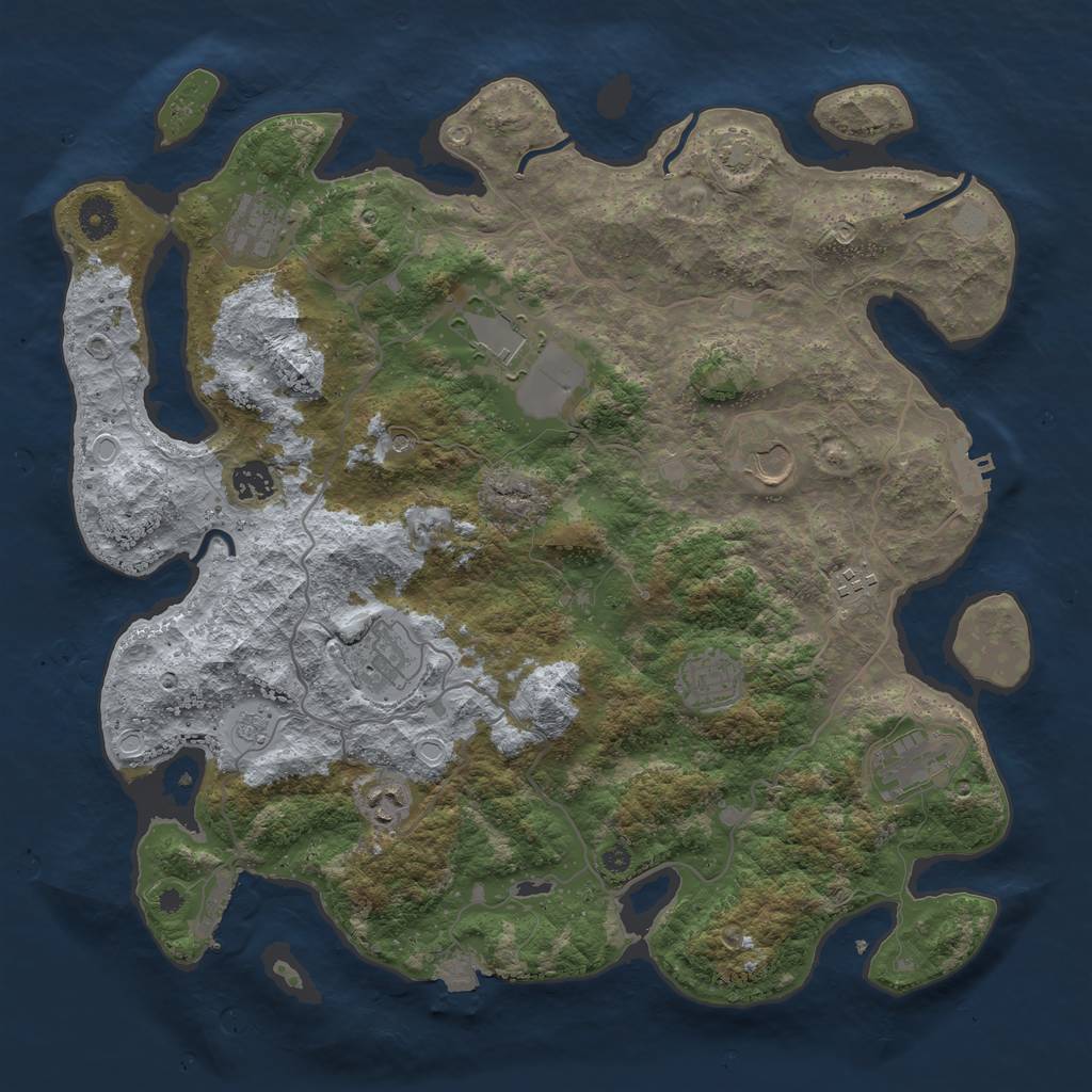 Rust Map: Procedural Map, Size: 4000, Seed: 1238319702, 17 Monuments