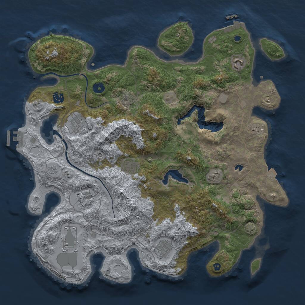 Rust Map: Procedural Map, Size: 4000, Seed: 618557, 14 Monuments