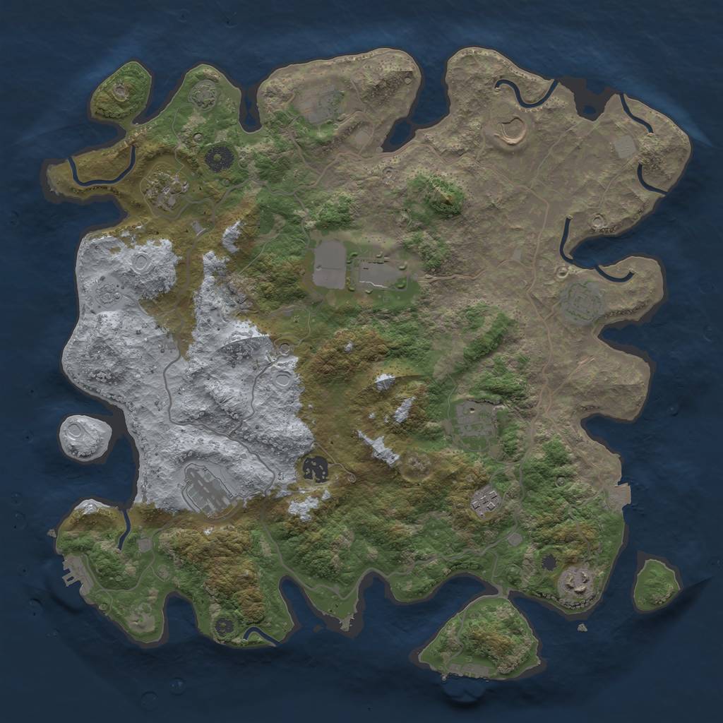 Rust Map: Procedural Map, Size: 4000, Seed: 42751319, 18 Monuments