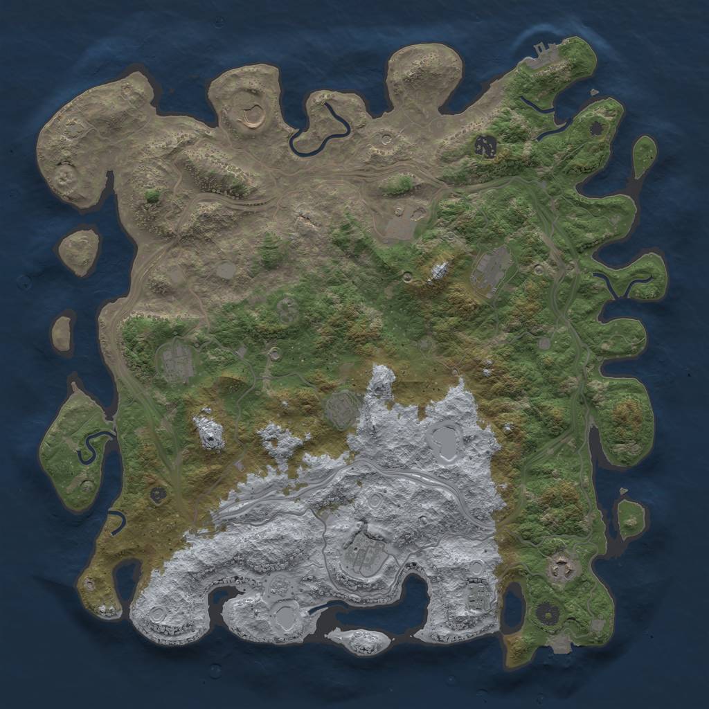 Rust Map: Procedural Map, Size: 4500, Seed: 6958184, 16 Monuments