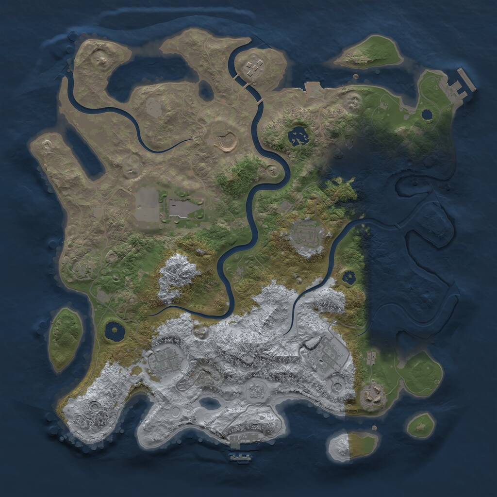 Rust Map: Procedural Map, Size: 3750, Seed: 38135862, 15 Monuments