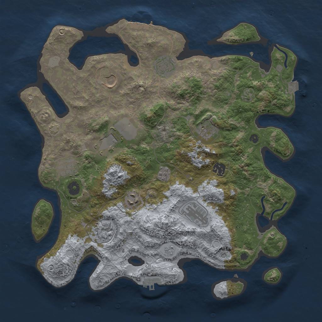 Rust Map: Procedural Map, Size: 3750, Seed: 38135862, 18 Monuments