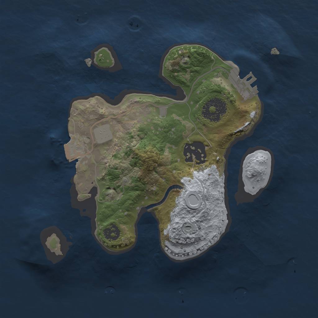 Rust Map: Procedural Map, Size: 2000, Seed: 1042409055, 5 Monuments