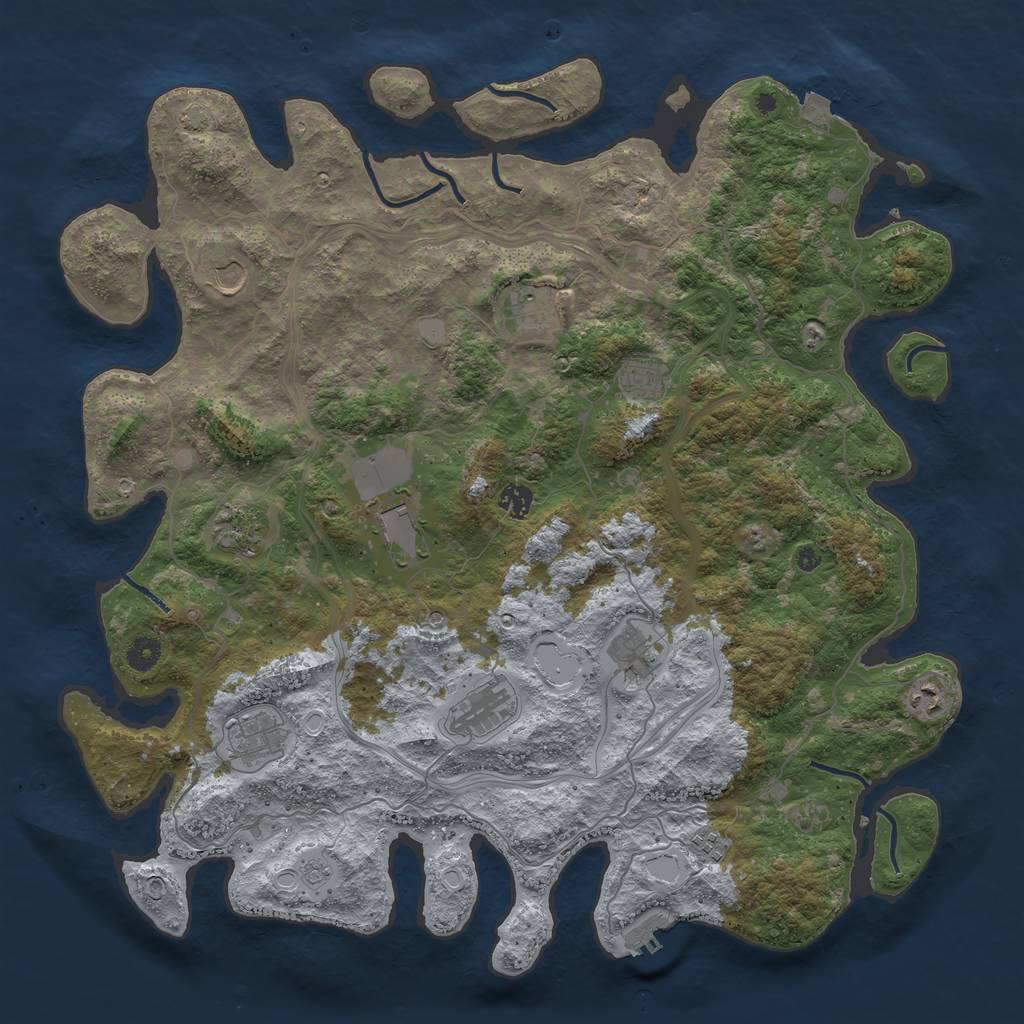 Rust Map: Procedural Map, Size: 4500, Seed: 1909487, 18 Monuments