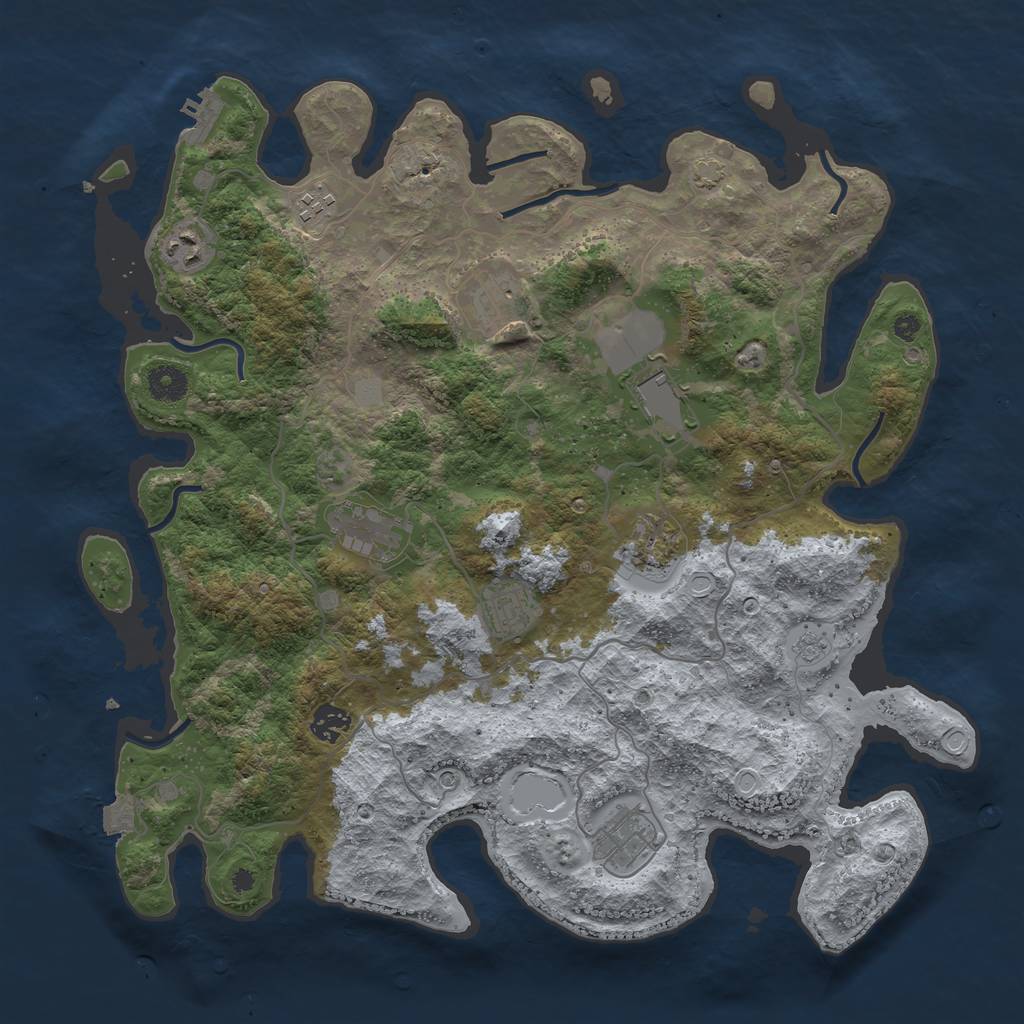 Rust Map: Procedural Map, Size: 4000, Seed: 1400276384, 16 Monuments