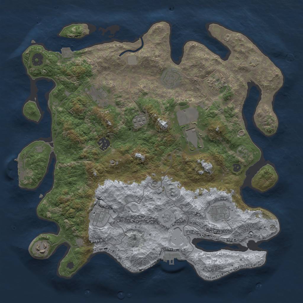 Rust Map: Procedural Map, Size: 3700, Seed: 360920290, 17 Monuments