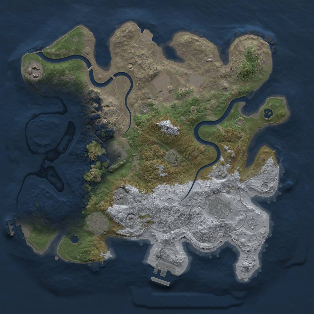 Rust Map: Procedural Map, Size: 3300, Seed: 1828437367, 12 Monuments