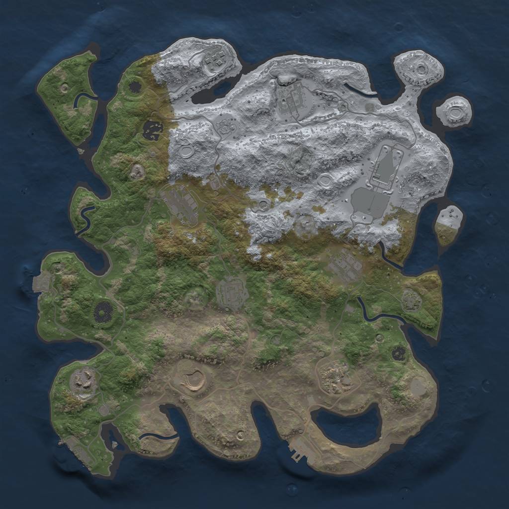 Rust Map: Procedural Map, Size: 3700, Seed: 2022580840, 18 Monuments