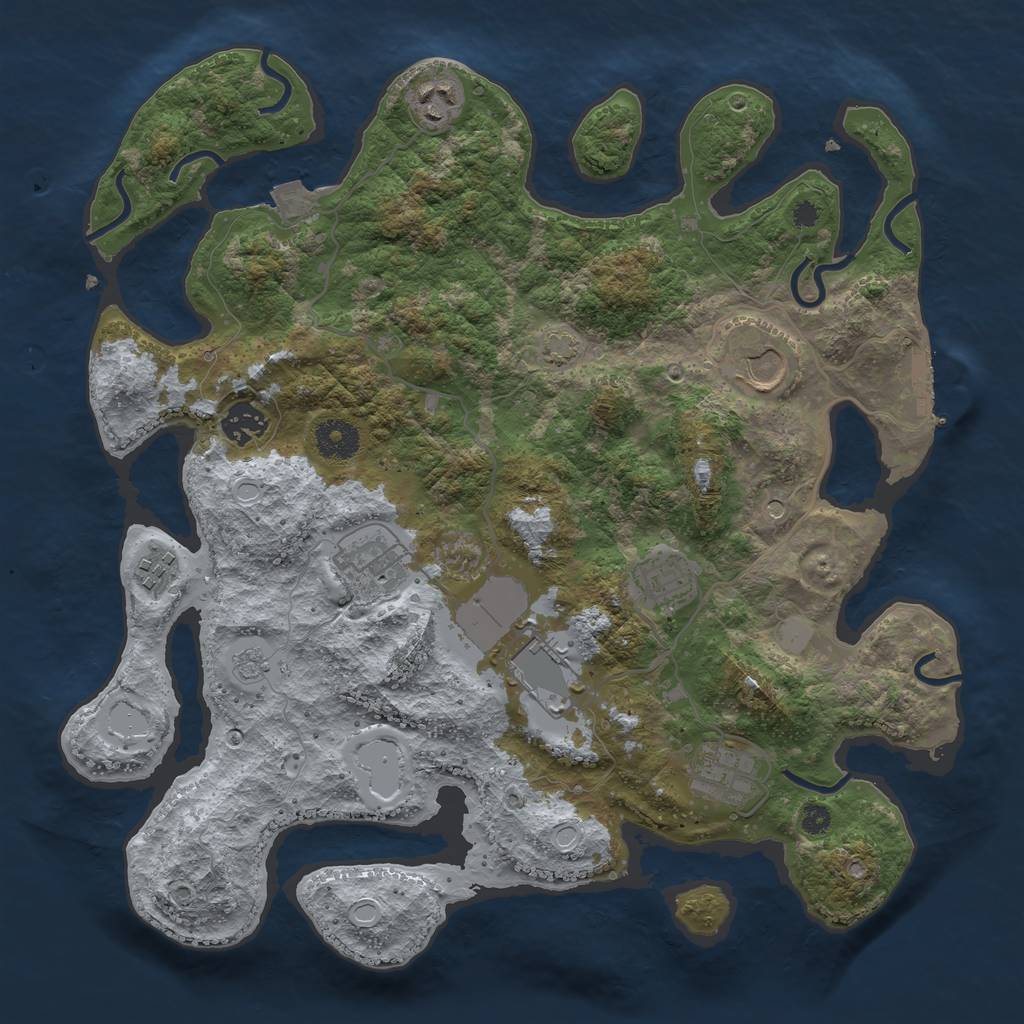 Rust Map: Procedural Map, Size: 3600, Seed: 708424791, 15 Monuments