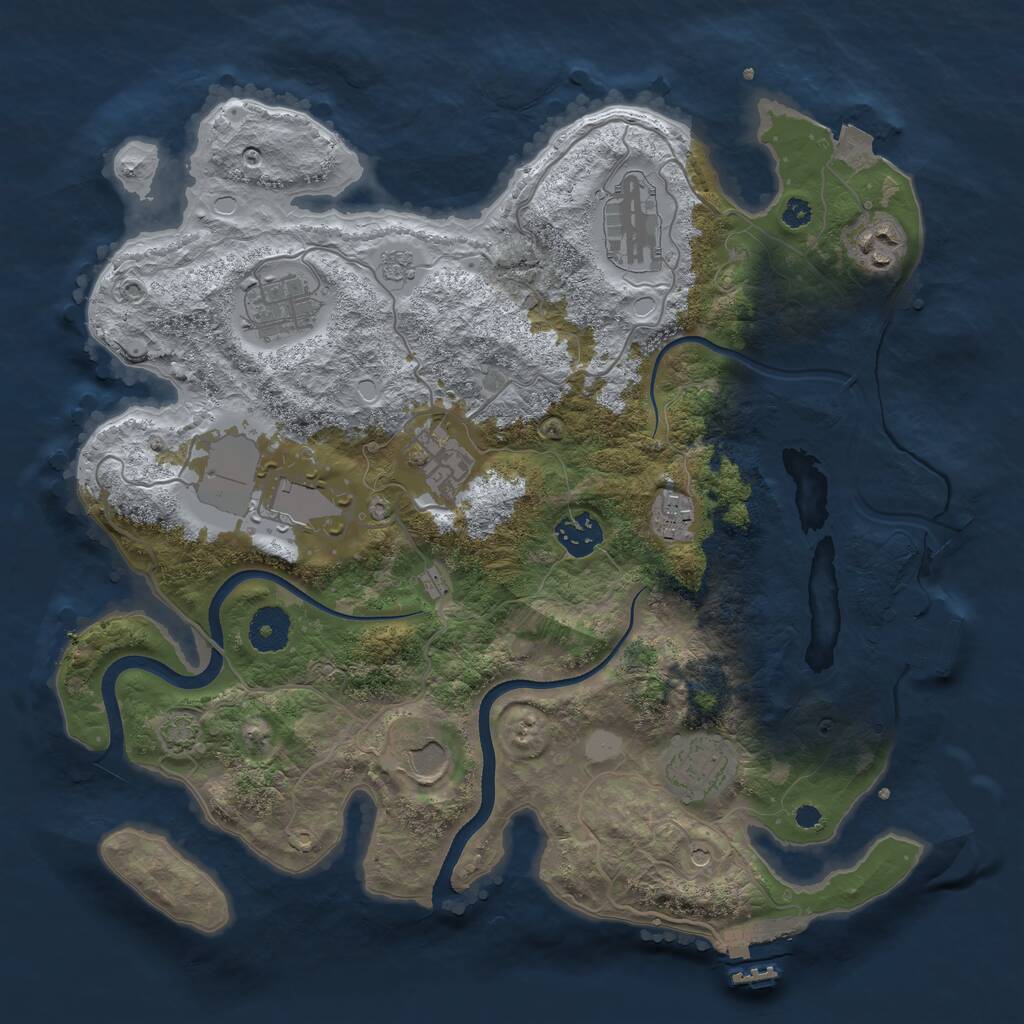 Rust Map: Procedural Map, Size: 3500, Seed: 1765109562, 15 Monuments