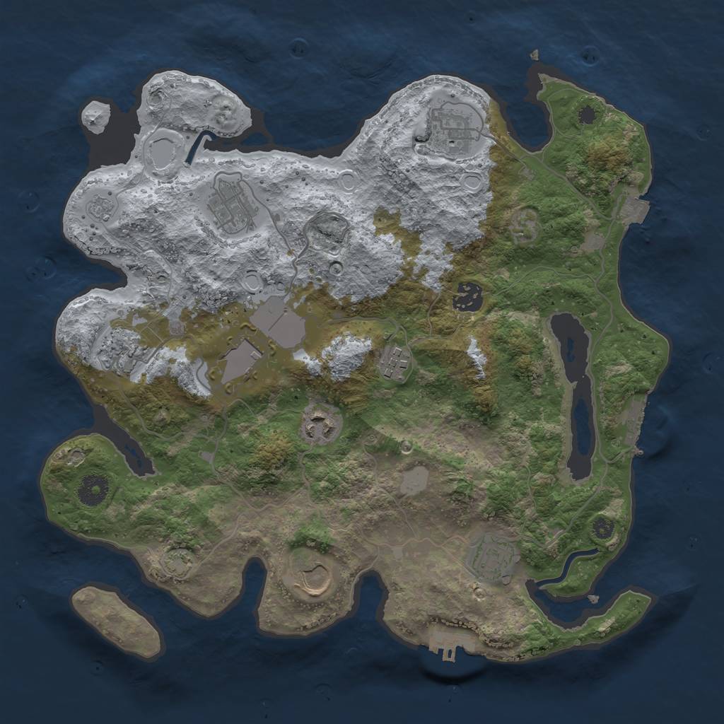 Rust Map: Procedural Map, Size: 3500, Seed: 1765109562, 16 Monuments