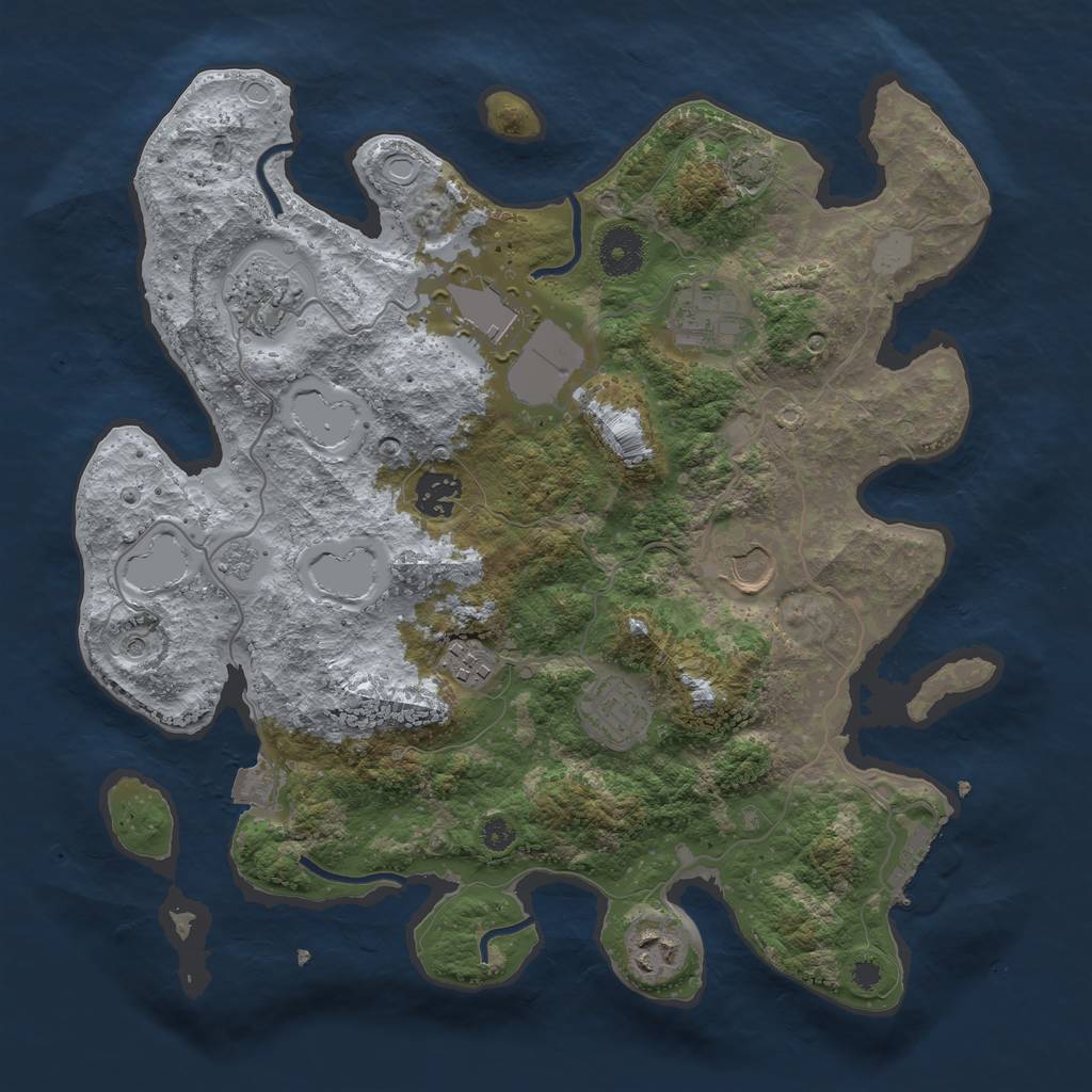 Rust Map: Procedural Map, Size: 3500, Seed: 58362573, 15 Monuments