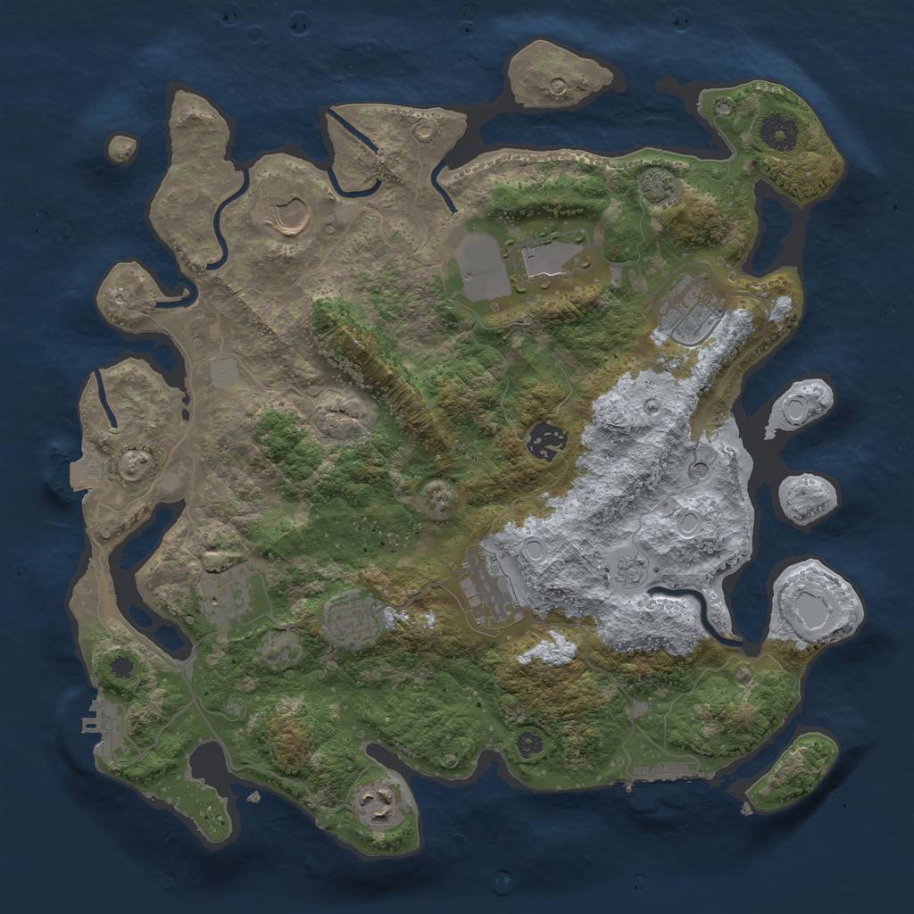 Rust Map: Procedural Map, Size: 3600, Seed: 1325330883, 16 Monuments