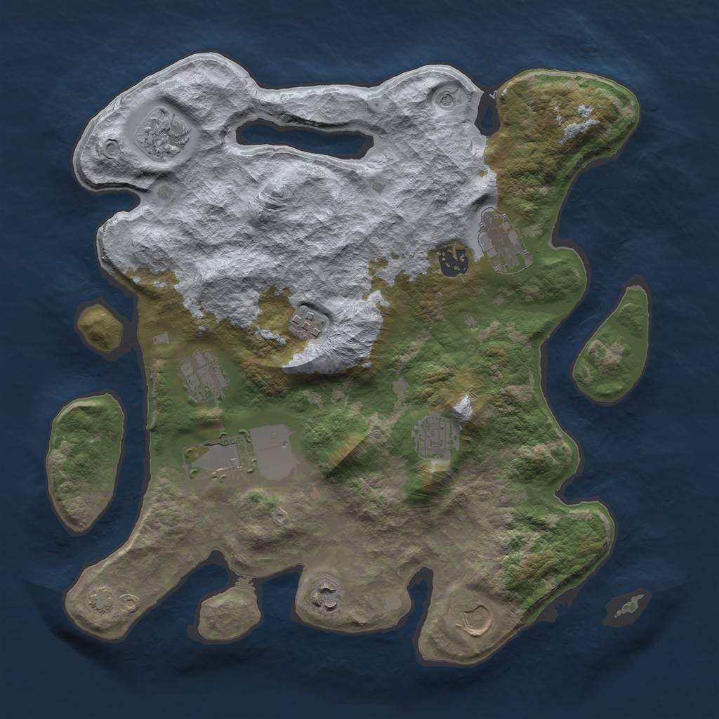 Rust Map: Barren, Size: 3500, Seed: 7857565, 13 Monuments