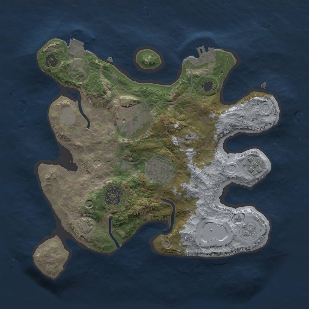 Rust Map: Procedural Map, Size: 2500, Seed: 530994290, 10 Monuments