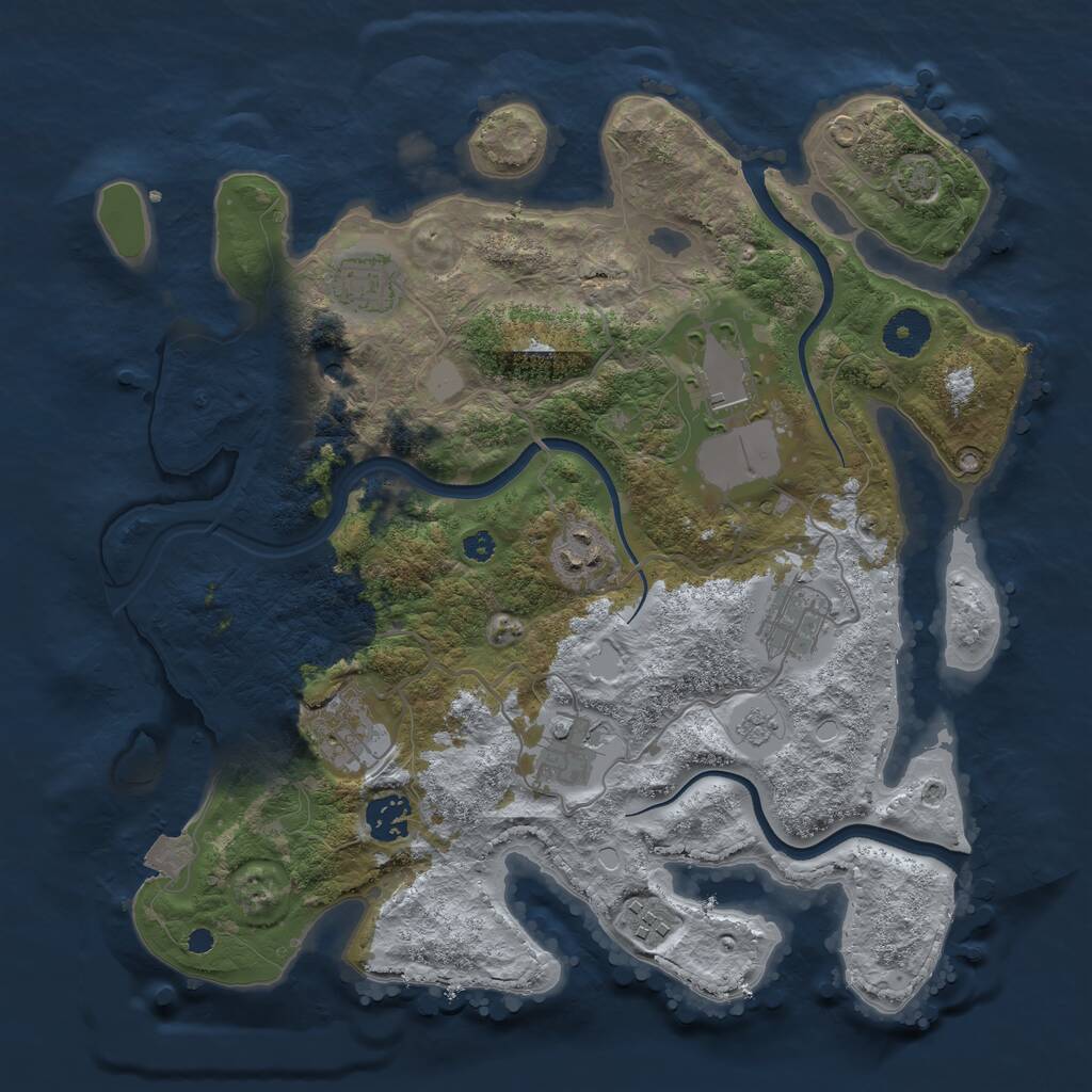 Rust Map: Procedural Map, Size: 3500, Seed: 729416392, 12 Monuments
