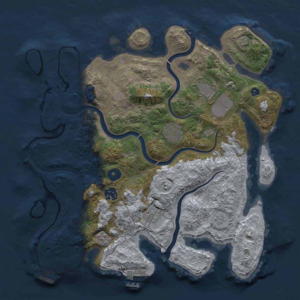 Rust Map: Procedural Map, Size: 3500, Seed: 729416392, 10 Monuments