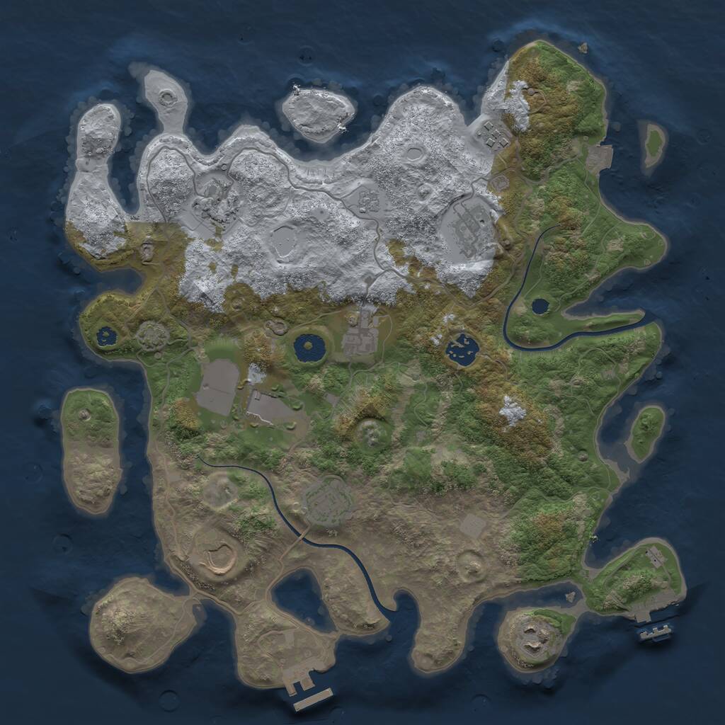 Rust Map: Procedural Map, Size: 3600, Seed: 42400891, 14 Monuments