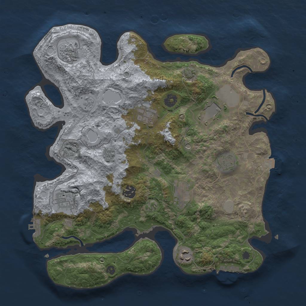 Rust Map: Procedural Map, Size: 3500, Seed: 1143607855, 17 Monuments