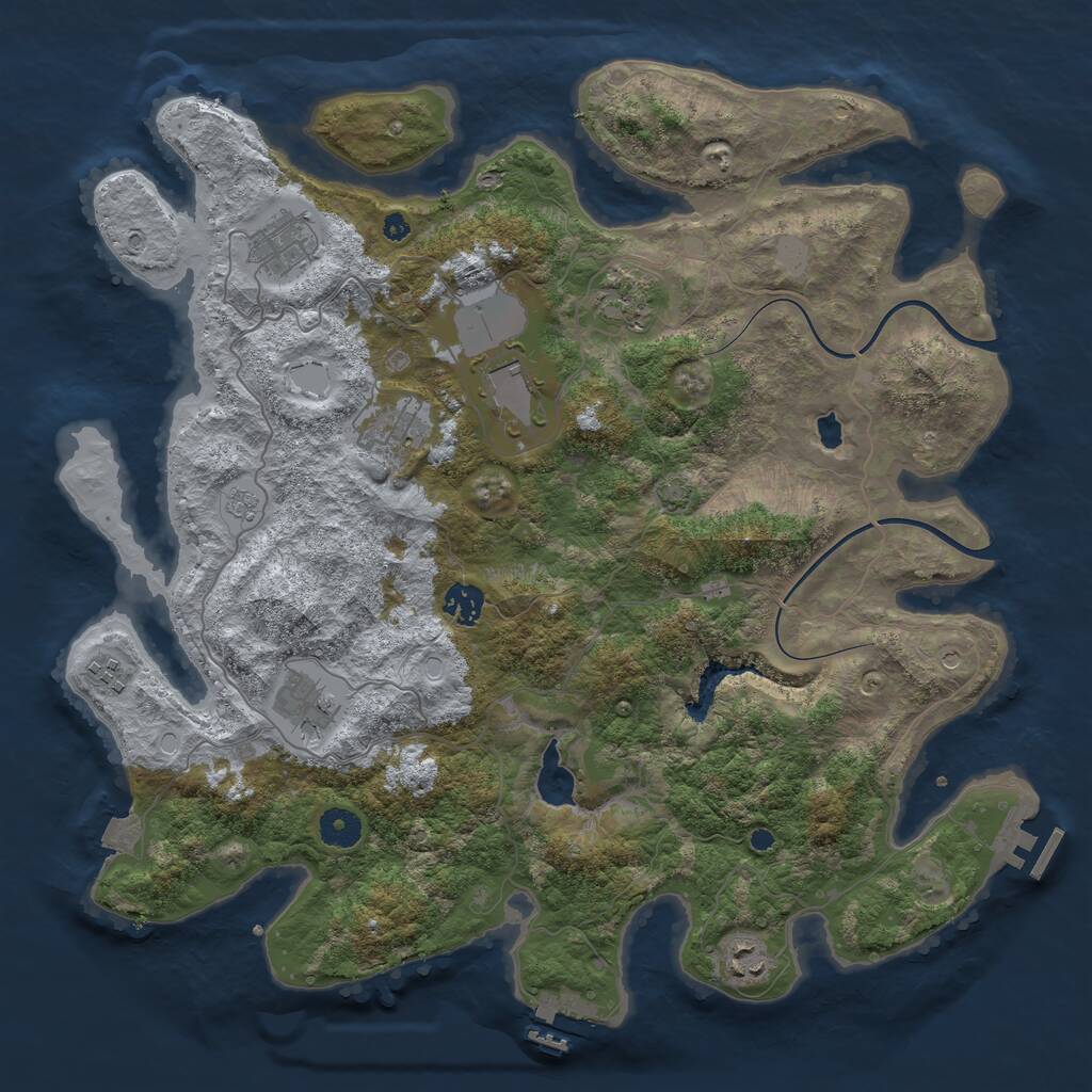 Rust Map: Procedural Map, Size: 4000, Seed: 5436376, 14 Monuments
